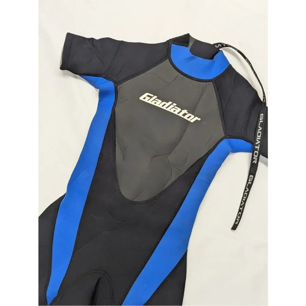 Gladiator Shorty Wetsuit Size 8 Kid's / Youth Black Blue Neoprene Springsuit